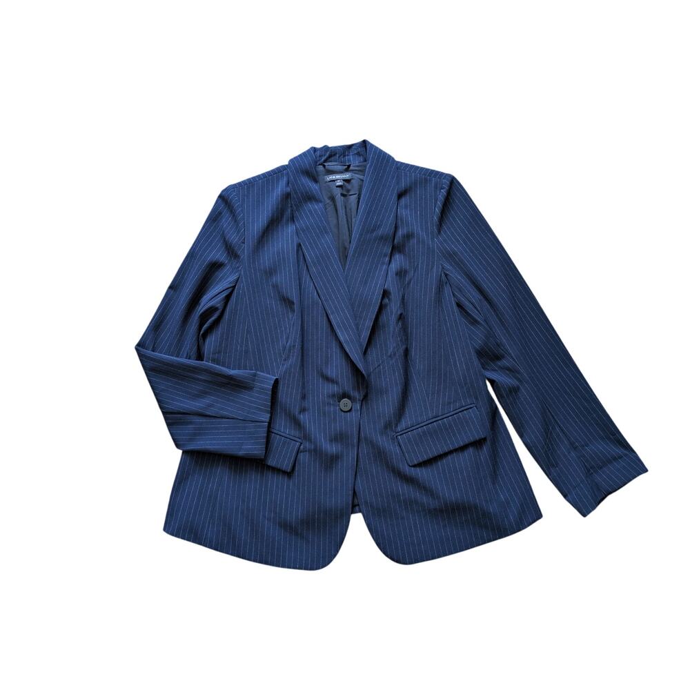 Lane Bryant Pinstripe Blazer Womens 20 Navy Blue Career Work Corporate Business